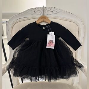 🦢 Baby 3~6 Mth Chic Black Fancy Black Tie Tulle Wedding Special Occasion…